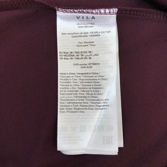 VILA Womens Winetasting Vikarla Lace Detail Top - Picture 6 of 8